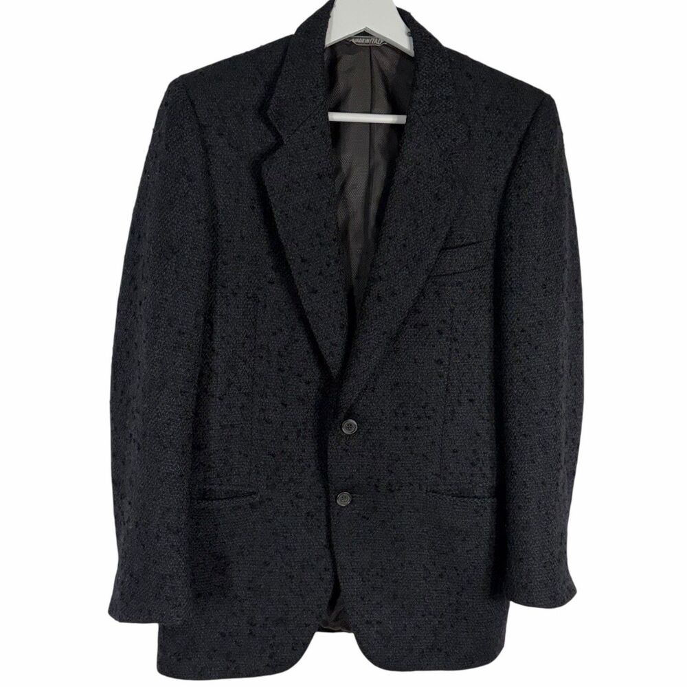 Canali IT 46 US 36 Marled Wool Mohair 2 Button Blazer Black Neill Of Langholm